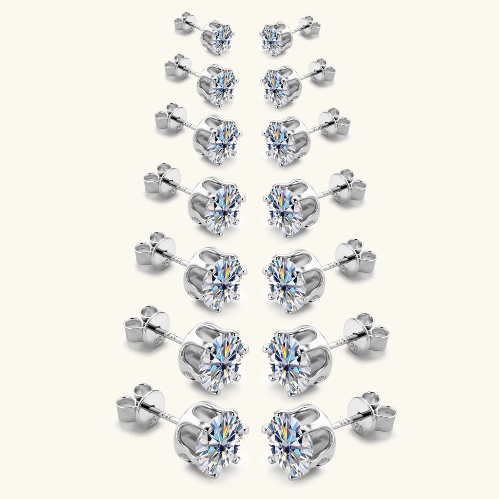 0.1-3ct Moissanite Diamond Stud Earrings for Women Men 925 Silver Original Certified Plated 18k Gold Earring Wedding  Jewelry