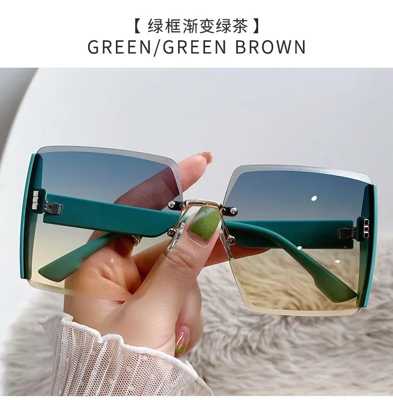 New Borderless Square Sunglasses Women's Brand Designer Fashion Sun Glasses Women Outdoor Driving Eyewear UV400 Oculos De Sol