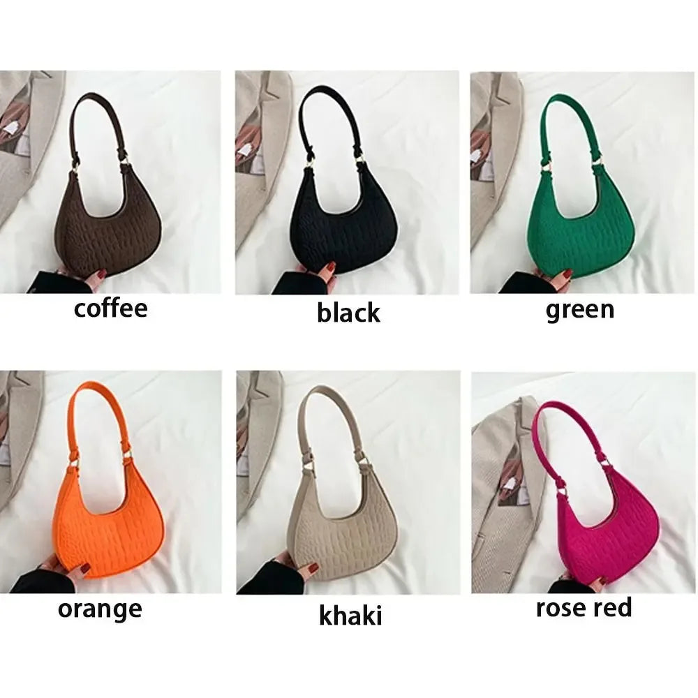 Women Bags Shoulder Retro Leisure Handbag Pure Felt Fashion Underarm Bag Crescent Saddle Bag for Ladies Advanced Armpit Bag 2025