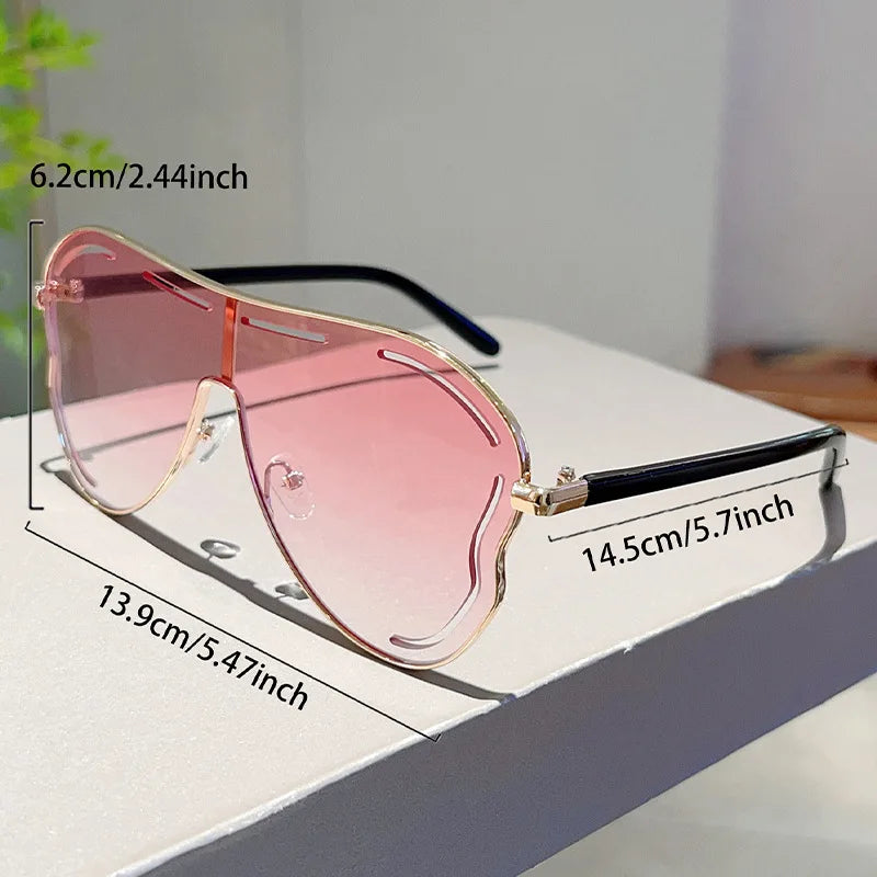 Oversized Shield One-Piece Punk Sunglasses Women 2025 Luxury Brand Square Sun Glasses For Ladies Metal Big Frame Eyewear UV400