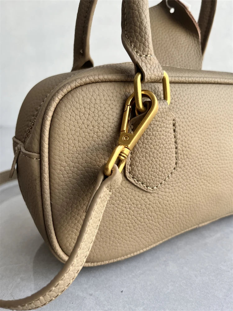 High-Quali Top-Layer Cowhide Leather Boston Sle Women's Handbag Faionable oulder Crossbody Bag with Quali Texture