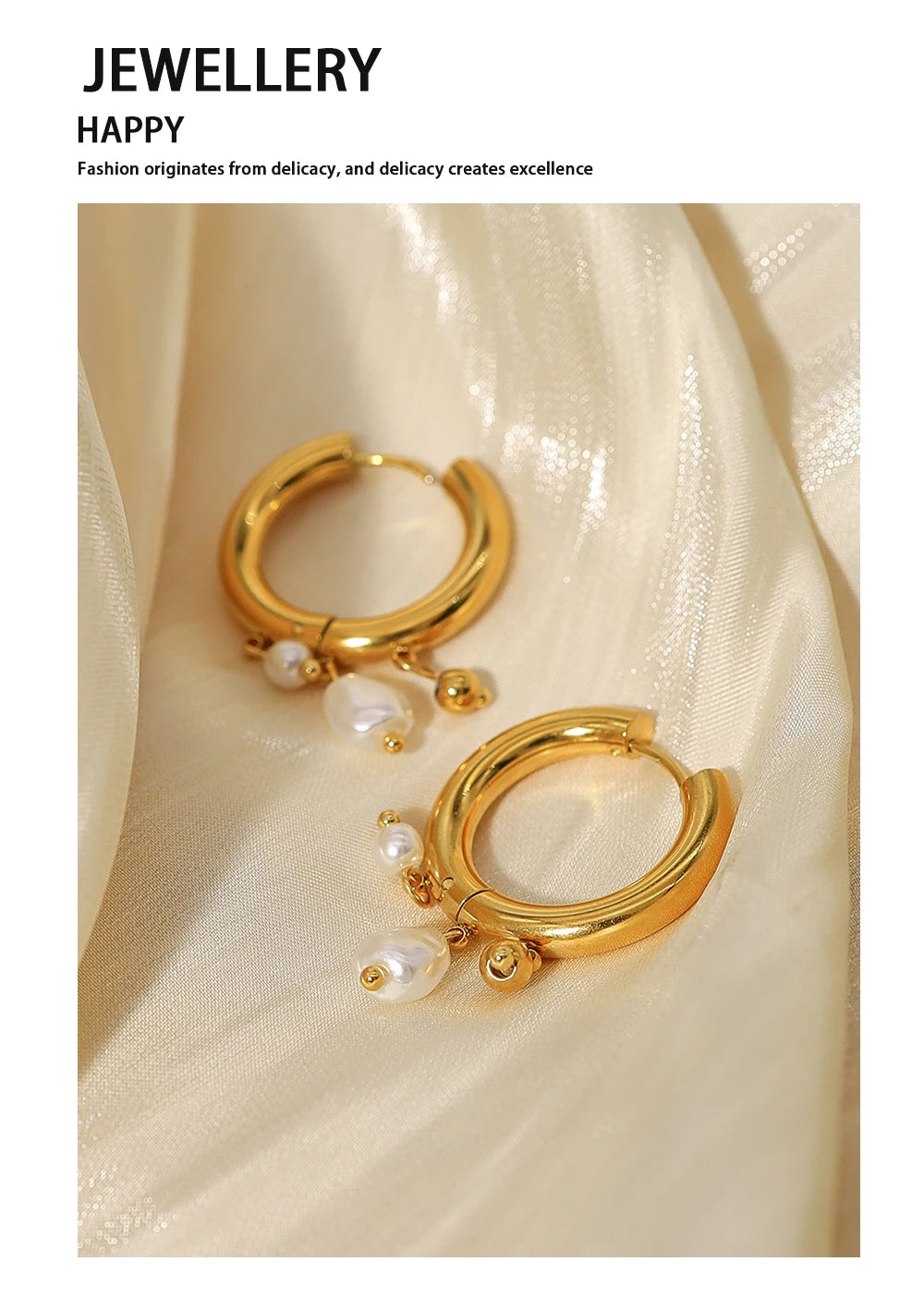 YACHAN Baroque Pearl Stainless Steel Hoop Earrings for Women Exquisite Chic Huggie Earring 18K Gold Plated Jewelry