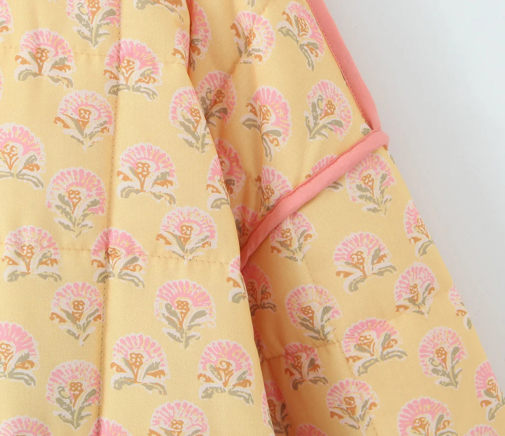 Print Quilted Cotton Jacket Women Fashion Long Sleeved High Neck Coats Female Single Breasted Loose Coat Autumn New Outerwear