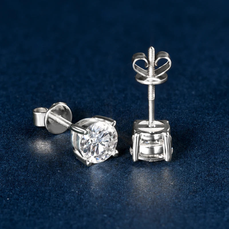 Solid 10K Gold Stud Earrings D Color Moissanite Piercing Earrings 2ct Certified Yellow White Gold Jewelry for Men Women 1.2ct