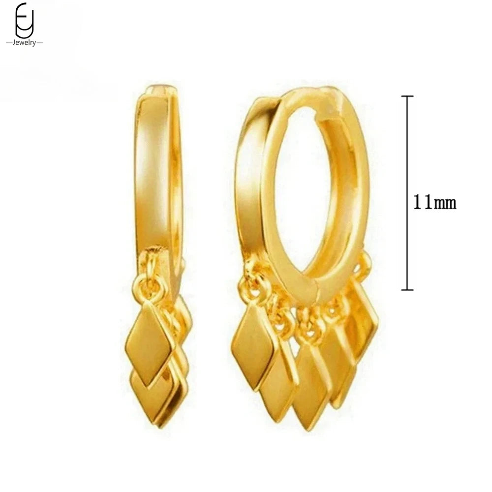 925 Sterling Silver Needle Vintage Gold Earrings Luxury Long Chain Tassel Crystal Hoop Earrings for Women Party Trend Jewelry