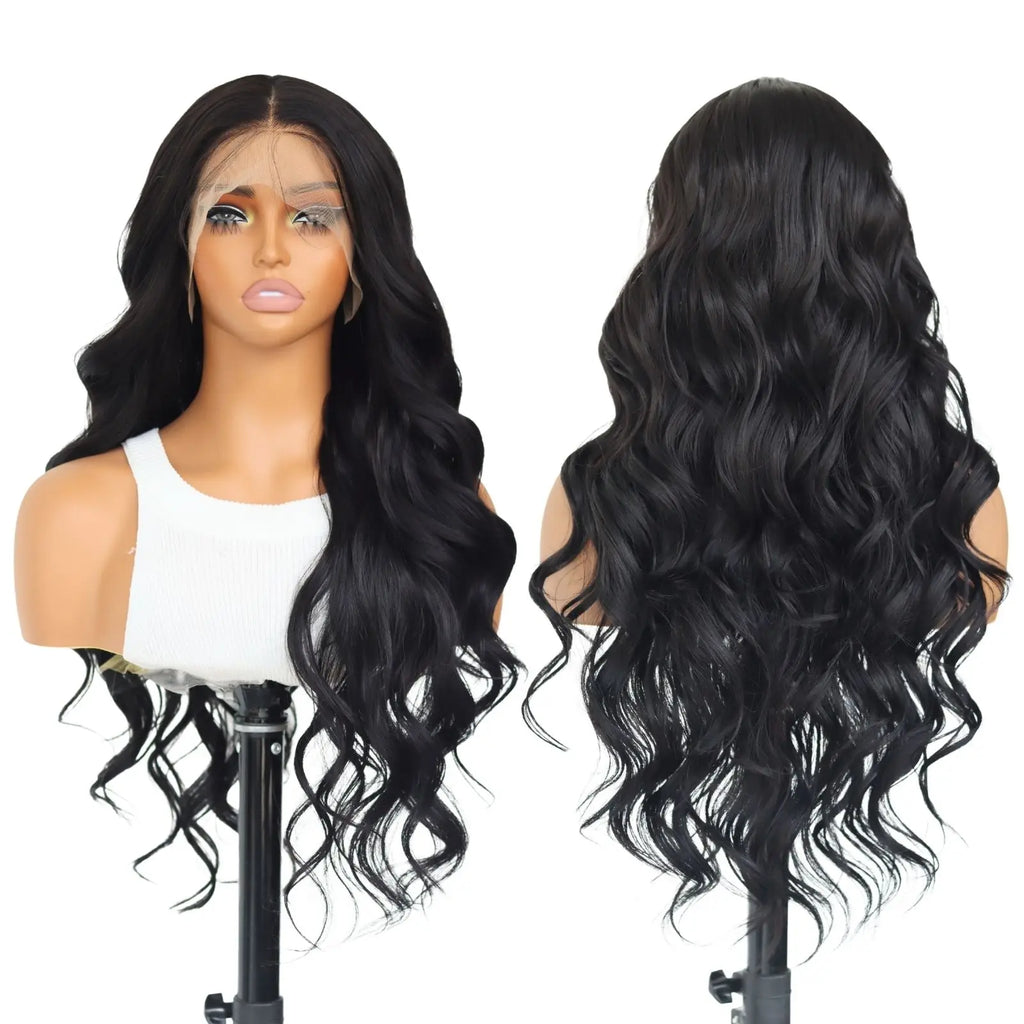Body Wave 13*4 Lace Front Synthetic Wigs,Long Glueless Lace Front Wig with Pre Plucked Natrural Hairline and Baby Hair