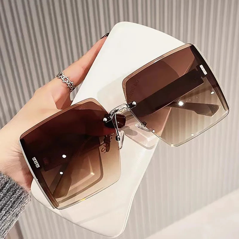 New Borderless Square Sunglasses Women's Brand Designer Fashion Sun Glasses Women Outdoor Driving Eyewear UV400 Oculos De Sol