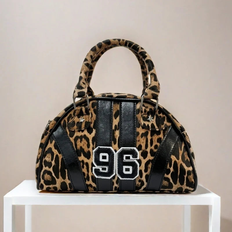 Women's Contrast Shell Bag Bowling Handbag Single Shoulder Boston Bag