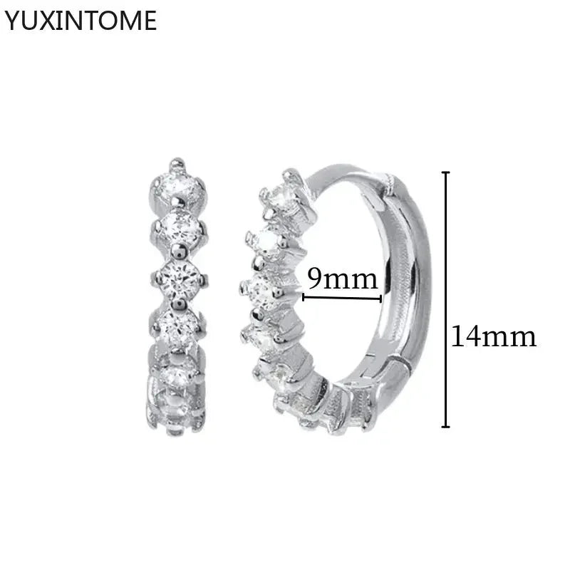 925 Sterling Silver Ear Needle Fashion Hoop Earrings White Crystal Luxury Women's Silver Earrings Wedding Women's Jewelry Gift