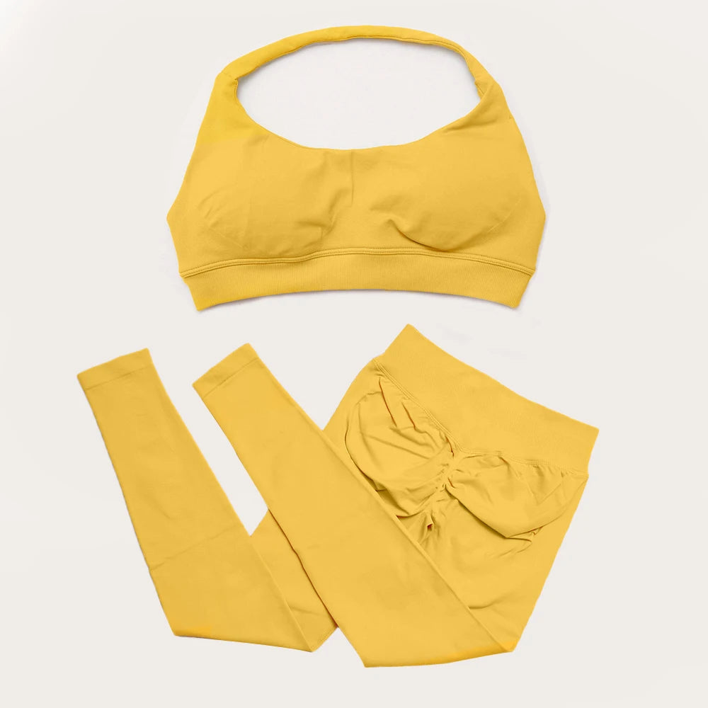 DF yoga Impact yoga outfit two pieces gym set Sports Bra matching leggings pants sets for woman workout clothes suit