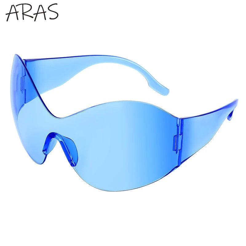 Y2K Oversized Rimless Sunglasses Women Men Luxury Brand Trend Steampunk Mask Butterfly Sun Glasses Lady Retro 2000's Punk Shades