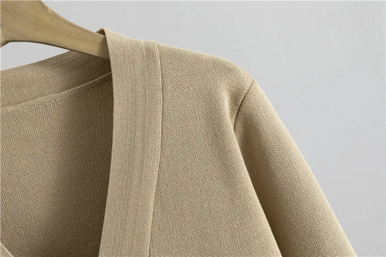 Women Elegant Knitted 2 Piece Sets Korean Knit Single Breasted Sweater Cardigan Tops Conjuntos High Waist Wide Leg Pants Outfit