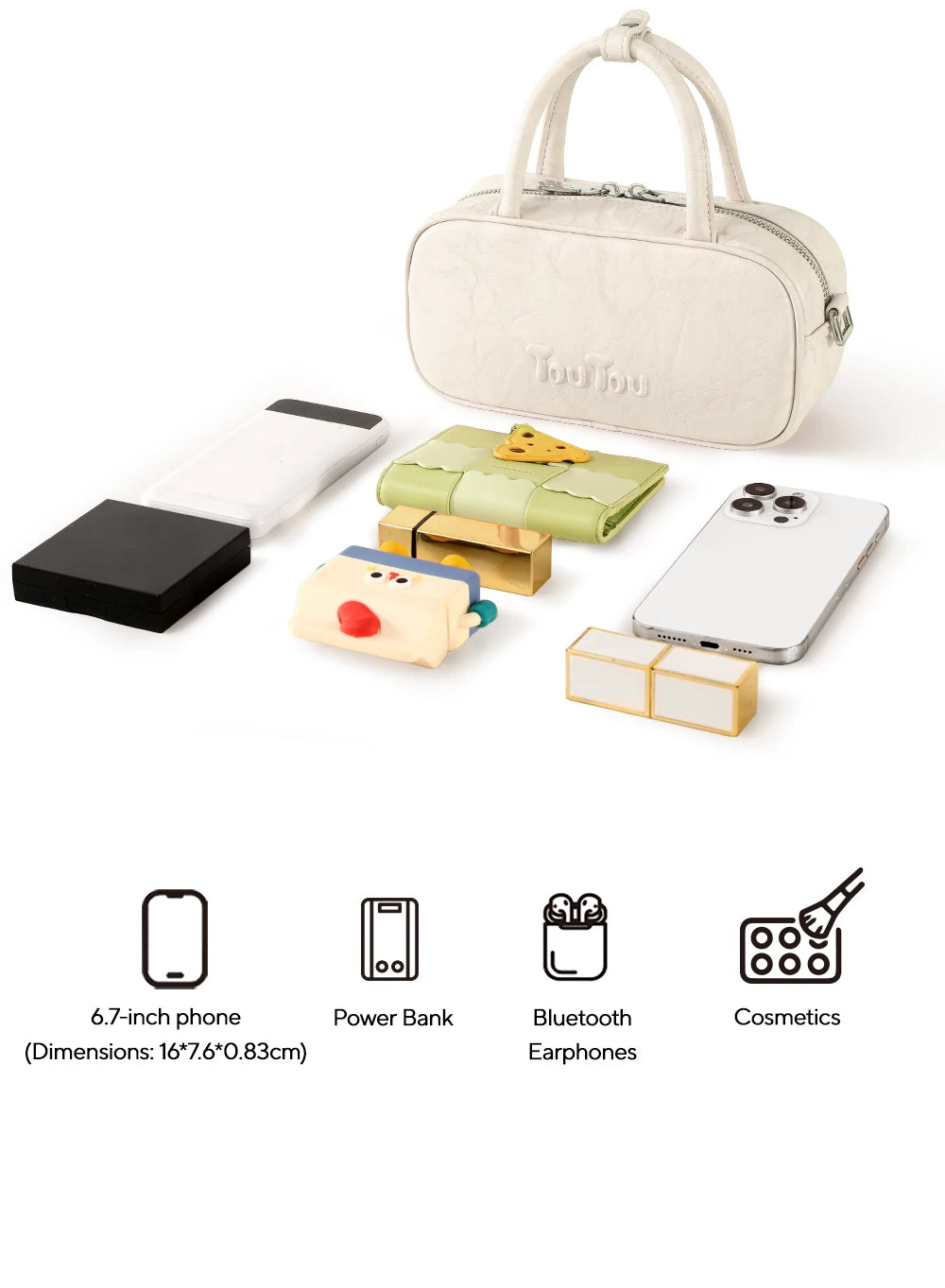 TOUTOU Boston Bowling Bag Imitation Plant Tanning Autumn Shoulder Handheld Crossbody Mini Purse for Women Teacher Christmas Gift