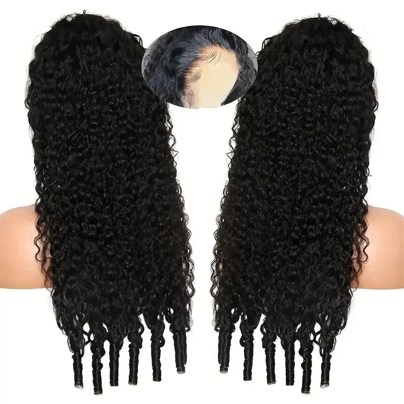 250% Glueless Wigs Human Hair Burmese Curly Headband Wig Upgrade 3 IN 1 Half Wig With Drawstring Seamless Clip Ins Flip Over