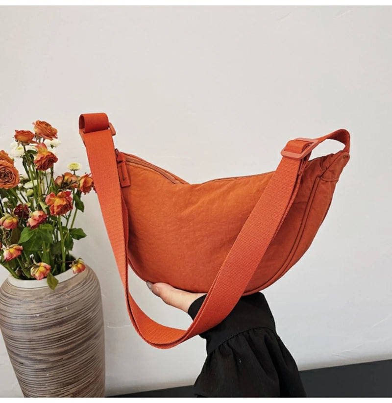 Women's Shoulder Bag Nylon Material Saddle Bag Versatile Fashionable Simple Dumpling Bag Trendy Cloth Bag Women's Crossbody Bag