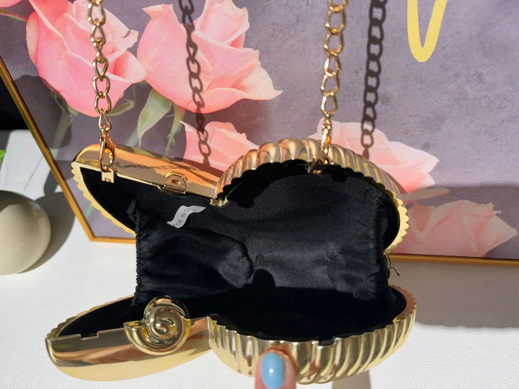 JIOMAY Personalized Fashion Conch Acrylic Bag Luxury Designer Handbags High Quality 2024 Exquisite Gold Purse Portable Shell Bag