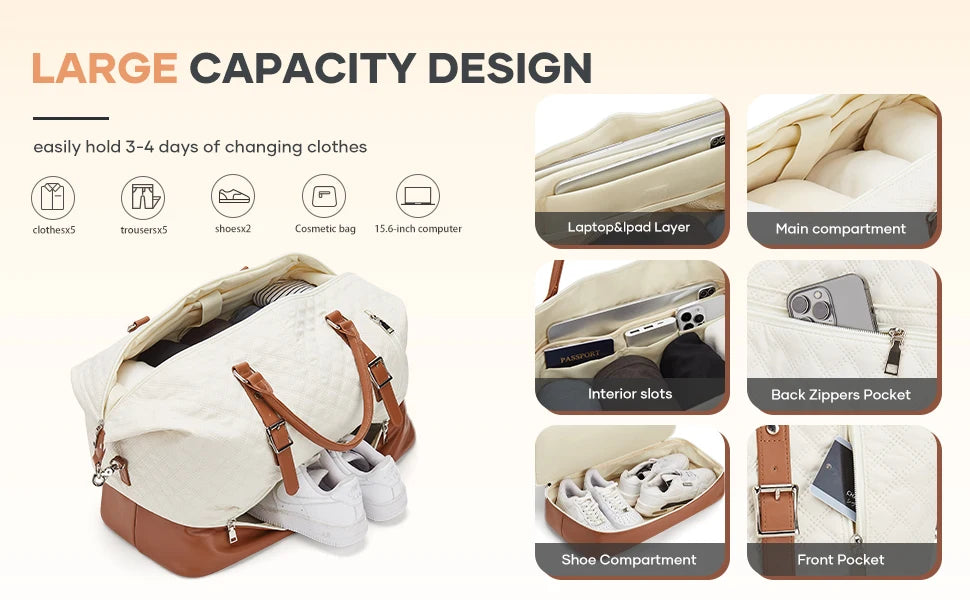 Likros Travel Bag Weekender Bags for Women, Luxury Boston Bag Handbag, Large Tote Duffle Bag Hospital Bag for Labor and Delivery