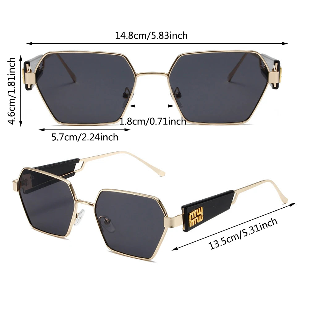 Fashion Irregular Punk Sunglasses Women Men Metal Full Frame Sun Glasses Personalized Hollow Eyewear Trendy UV400 Shades Glasses