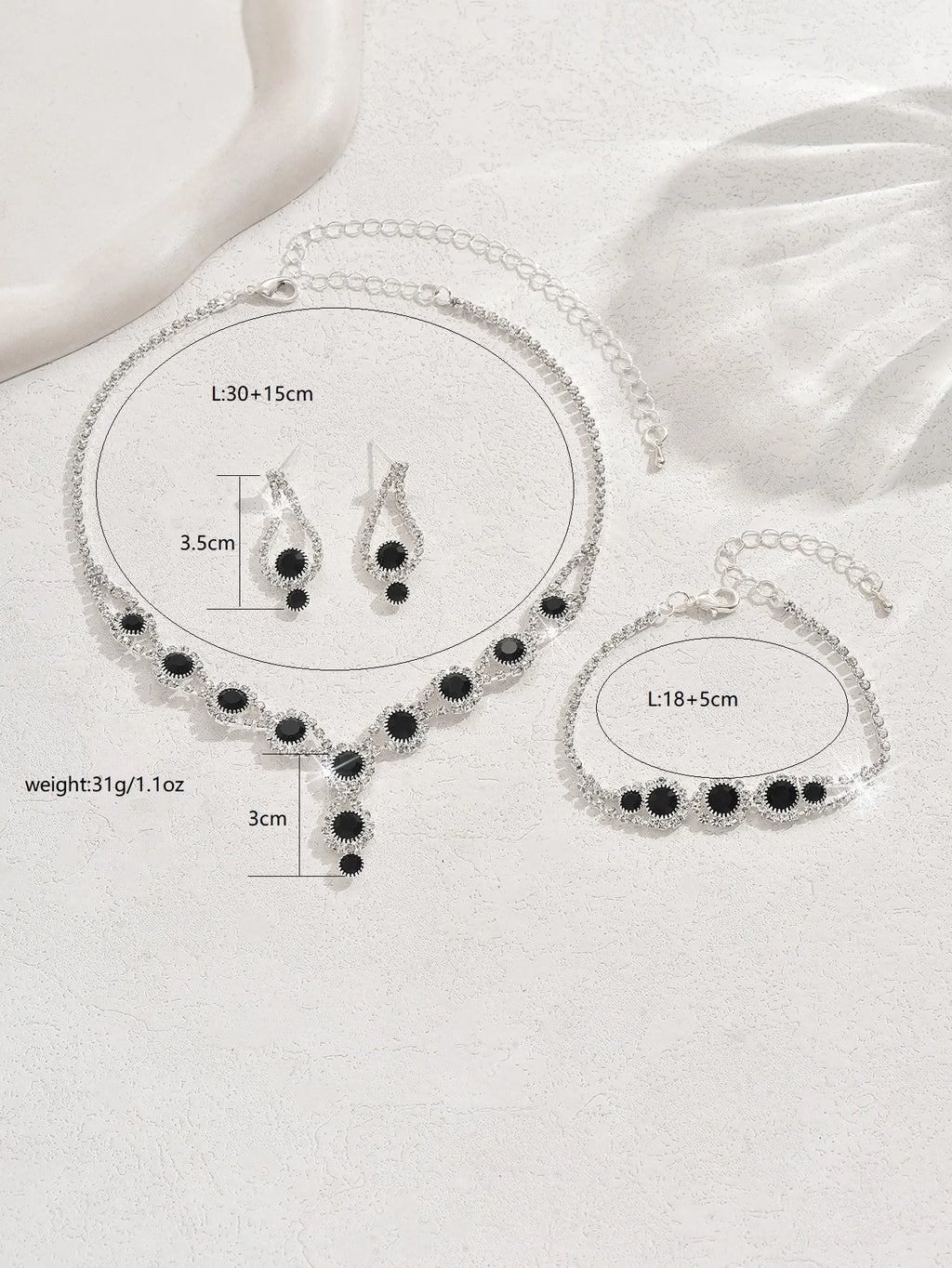 4PCS Fashion Elegant Crystal Jewelry Sets for Women Rhinestones Necklace Ring Earrings Bridal Wedding Party Jewelry Sets