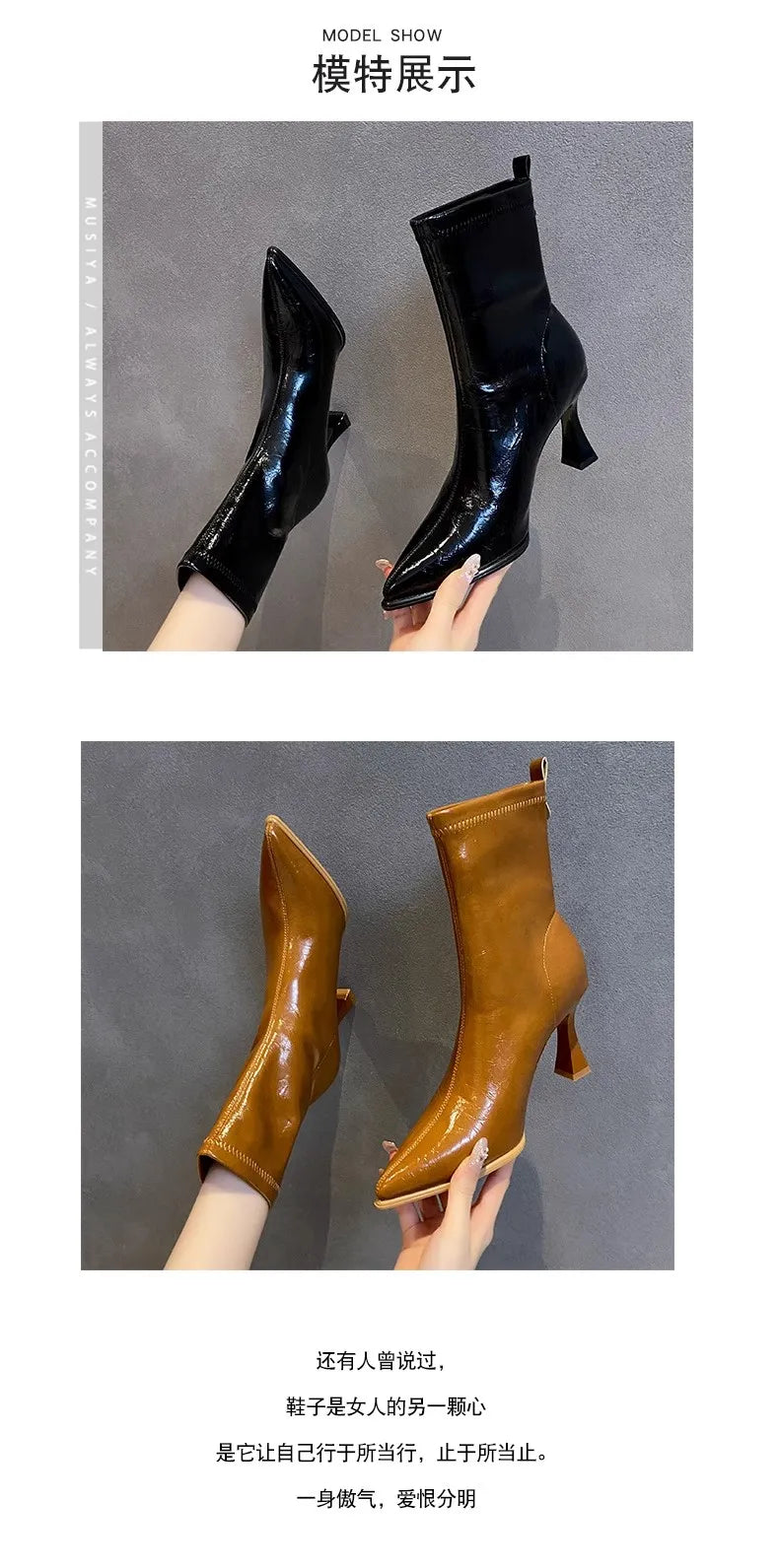 Pointed Toe High Heels Elegant Women Boots Chunky Leather Shoes 2025 Winter Fashion Pumps Chelsea Boots Dress Sexy Mujer Botas