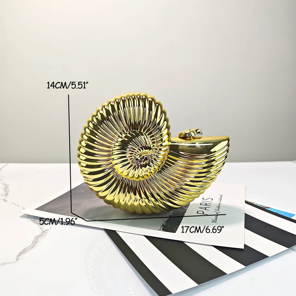 JIOMAY Personalized Fashion Conch Acrylic Bag Luxury Designer Handbags High Quality 2024 Exquisite Gold Purse Portable Shell Bag