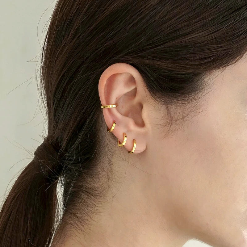 925 Sterling Silver 6mm 8mm 10mm Classic Round Gold Huggie Hoop Earrings for Women Men Tiny Huggie Rock Earrings Jewelry Gifts