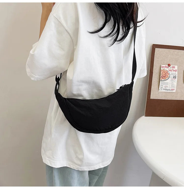 Women's Shoulder Bag Nylon Material Saddle Bag Versatile Fashionable Simple Dumpling Bag Trendy Cloth Bag Women's Crossbody Bag