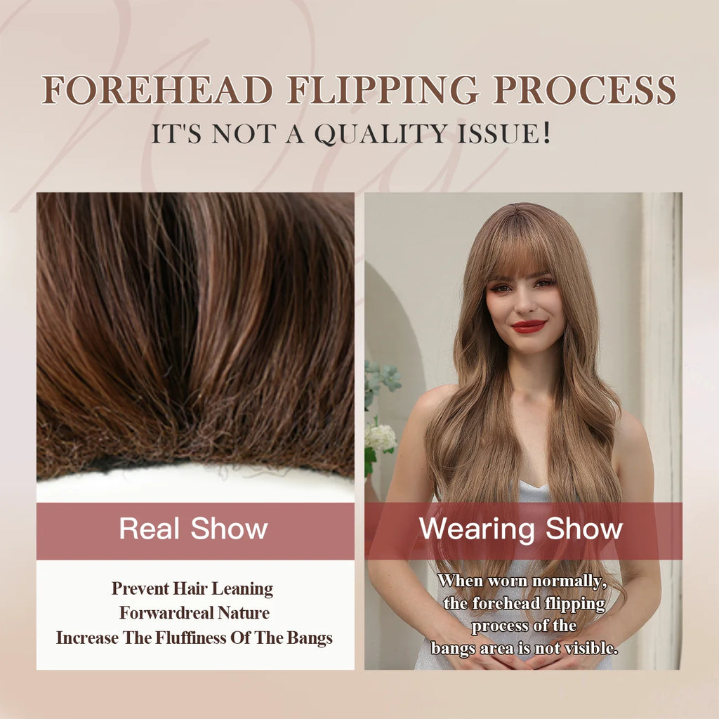 Platinum 613 Blonde Wig Long Wavy Synthetic Wig with Bangs Curly Mixed Golden for Women Cosplay Party Daily Use Heat Resistant