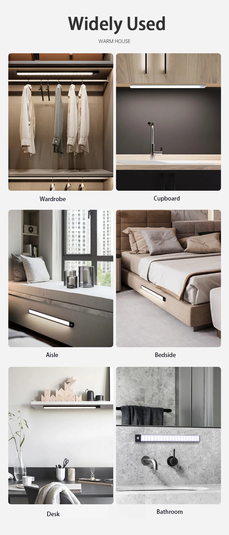 Motion Sensor Light Wireless LED Night Light USB Rechargeable Night Lamp Cabinet Wardrobe Lamp Under Backlight For Kitchen Led