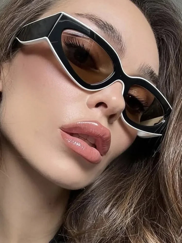 Punk Sunglasses Women Brand Designer Edgy Cat Eye Frame Plastic 2025 New Fashion Retro Vintage Accessories Shadow for Female UV