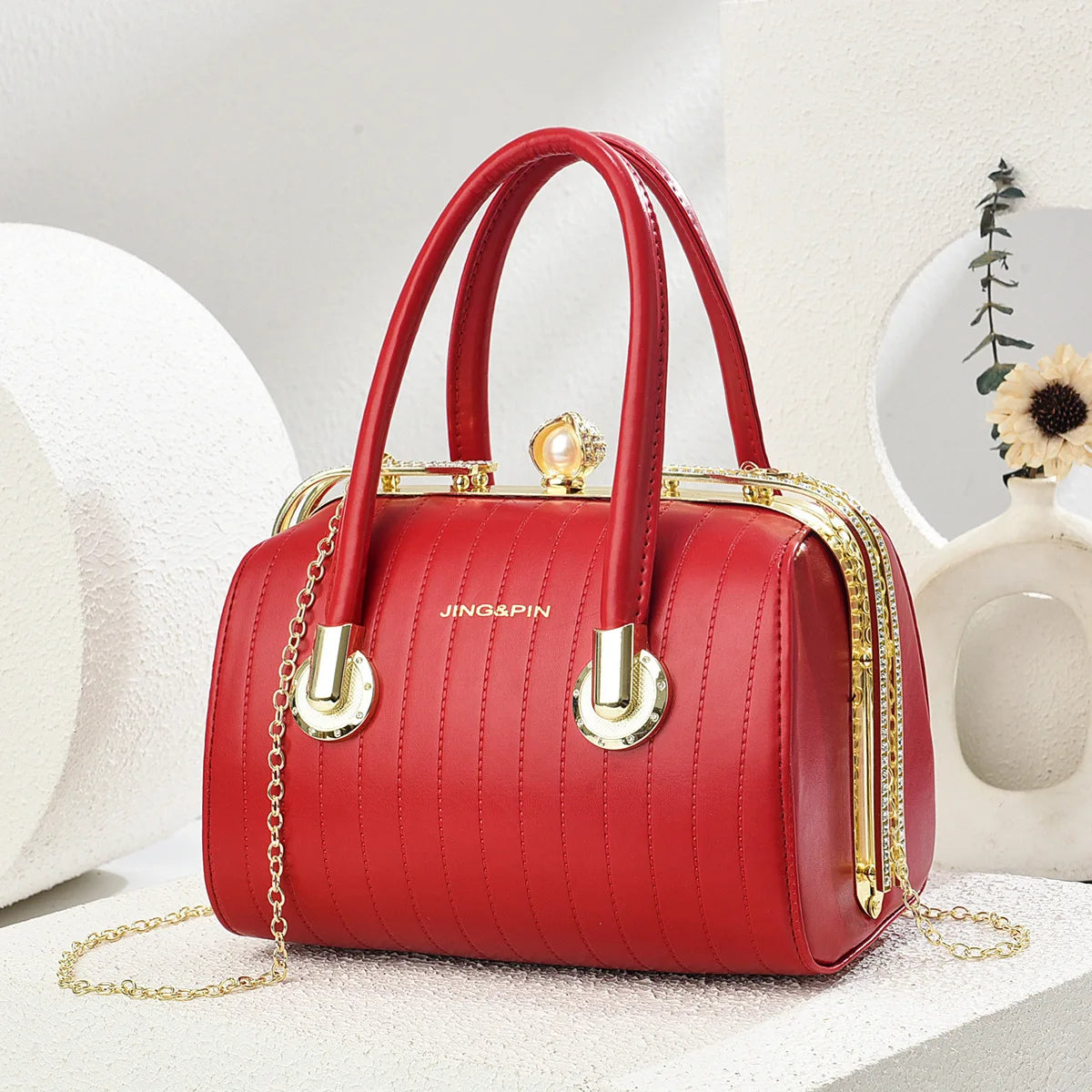 Retro Pu Leather Women's Handbag Fashion Girls Crossbody Shoulder Bag High-quality Exquisite Women's Boston Pillow Bag