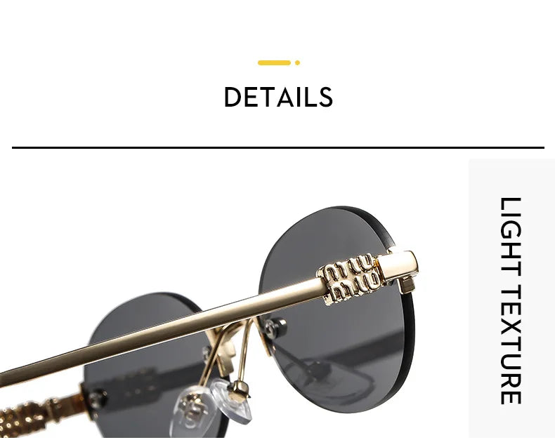 Frameless Oval Personality Sunglasses Luxury Brand Ins Style Summer Sun Protection Sunglasses High-End Fashion Sunglasses UV400