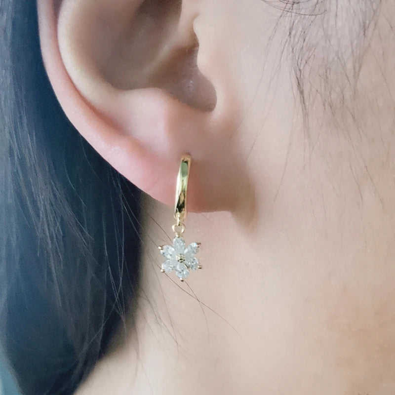 New 925 Sterling Silver Ear Needle Christmas tree/snowflake pendant Hoop Earrings For Women fashion Christmas gifts accessories