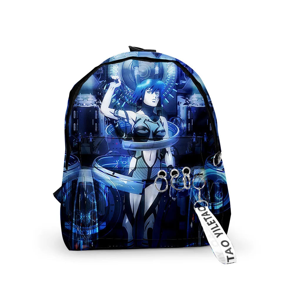 Cartoon Popular ghost in the shell School Bag Cute Small Travel Bags 3D Print Oxford Waterproof Key Chain Notebook Backpacks