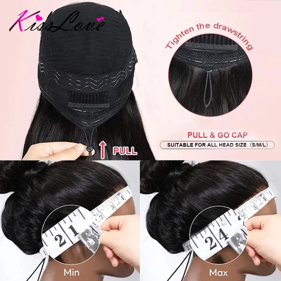 Straight Pull Go 13x6 Lace Wig with Elastic Drawstring 13x6 HD Lace Frontal Wig 5x5 Glueless Wigs Human Hair 13x4 Lace Front Wig