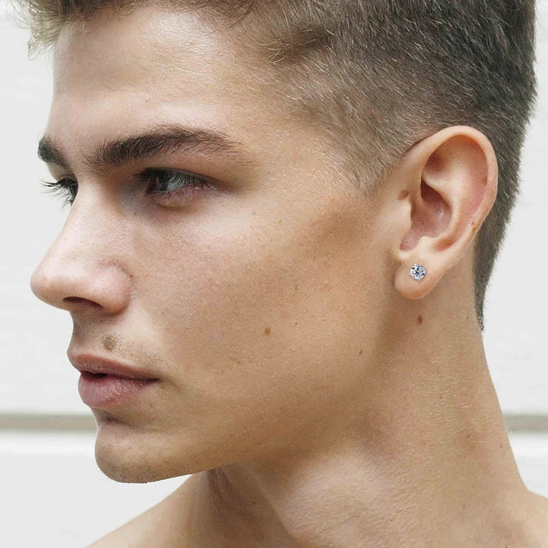 Solid 10K Gold Stud Earrings D Color Moissanite Piercing Earrings 2ct Certified Yellow White Gold Jewelry for Men Women 1.2ct