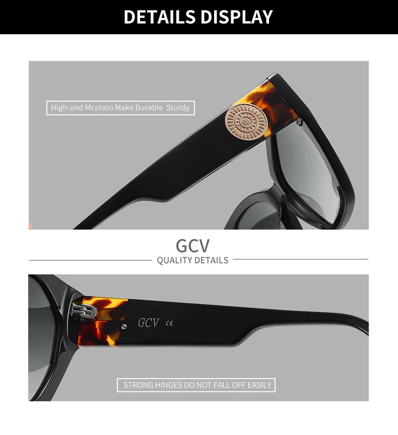 GCV Brand Acetate Appearance Patent Design Women's Butterfly Rectangular Triangle Polarized Sunglasses UV400 Fashion