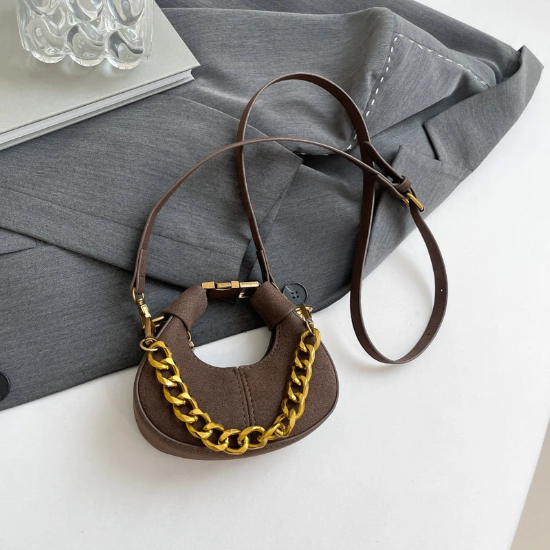 LEFTSIDE Mini PU Leather Saddle Shoulder Bag for Women 2024 Winter New Trend Y2K Handbags and Purses Females Crossbody Bags