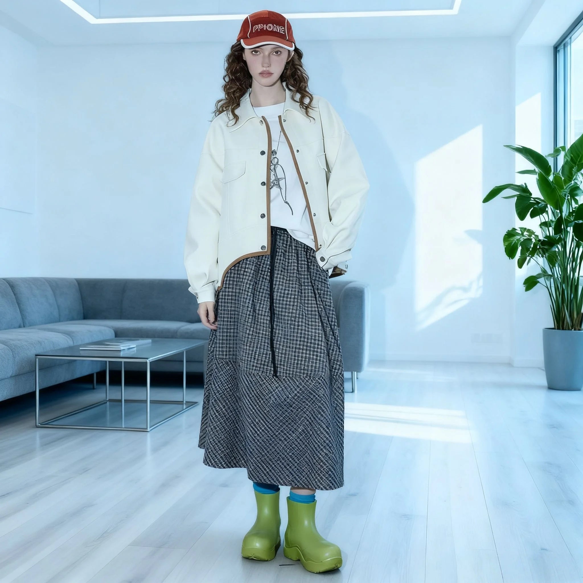 Women's Color Block Long Sleeve Coat Asymmetrical Hem Jacket Turn Down Collar Fashion Outerwear Autumn Casual Style New Arrivals