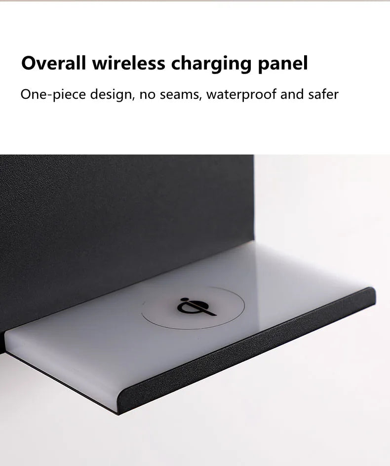 Wireless Charging Wall Lamp Bedroom Bedside USB Wall Light Rotatable Reading Lamp Study Room Switch Modern Multifunctional Hotel
