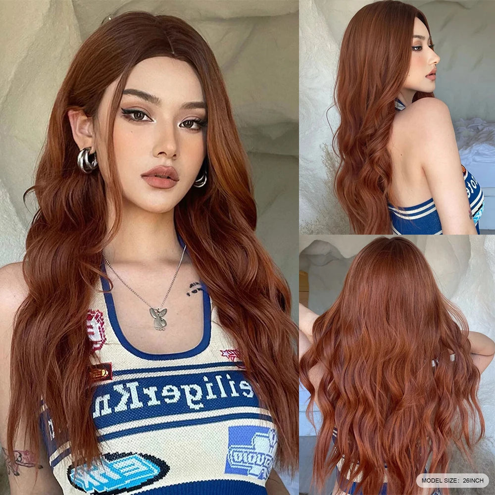 Super Long Curly Silver White Synthetic Wig Medium Part Water Wave Wigs For Women Daily Cosplay Halloween Colorfull Fake Hair