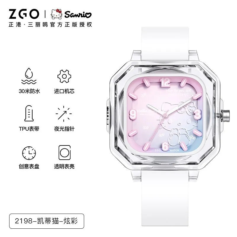 ZGO Sanrio 50th Anniversary Hello Kitty Women's Watch Fashion Waterproof Quartz Watch for Students, Perfect Gift 2198