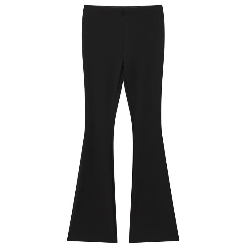 HXAO Black Flared Pant Sets Women's Two Pieces Set Button Halter Corset Top 2 Pieces Set Outfit High Waist Elastic Trousers Sets