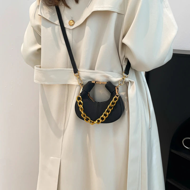 LEFTSIDE Mini PU Leather Saddle Shoulder Bag for Women 2024 Winter New Trend Y2K Handbags and Purses Females Crossbody Bags