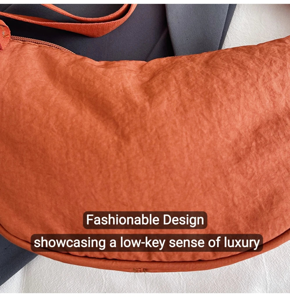 Women's Shoulder Bag Nylon Material Saddle Bag Versatile Fashionable Simple Dumpling Bag Trendy Cloth Bag Women's Crossbody Bag