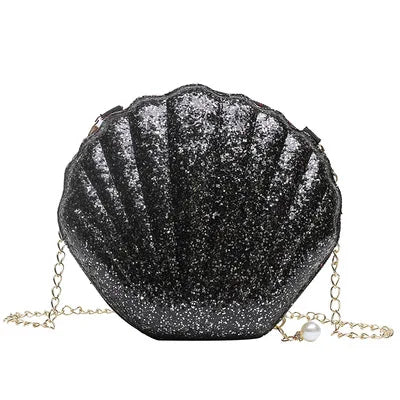 Women Shoulder Handbags Shell Bag Chain Cute Sequins Small Bag Phone Money Pouch Zipper Crossbody Bags for Women Bolsa Feminina