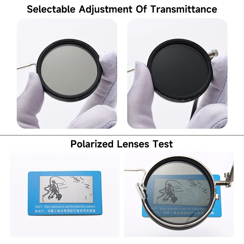 Polarized Round Sunglasses Men ND9 Adjustable Dimming Sun Glasses Women Retro Punk Fishing Eyeglasses Outdoor Shades UV400