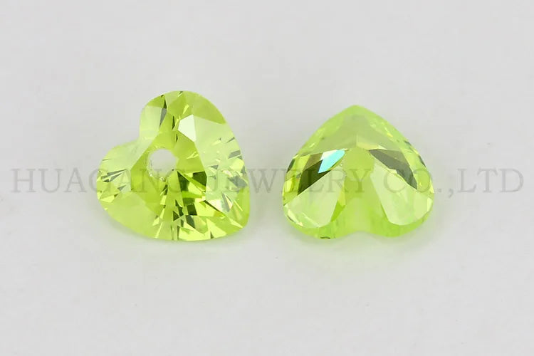 5A Single Hole Heart Shape Cubic Zirconia Stone sapphire Tanzanite aquamarine Green Loose CZ Stones Synthetic Gems Beads