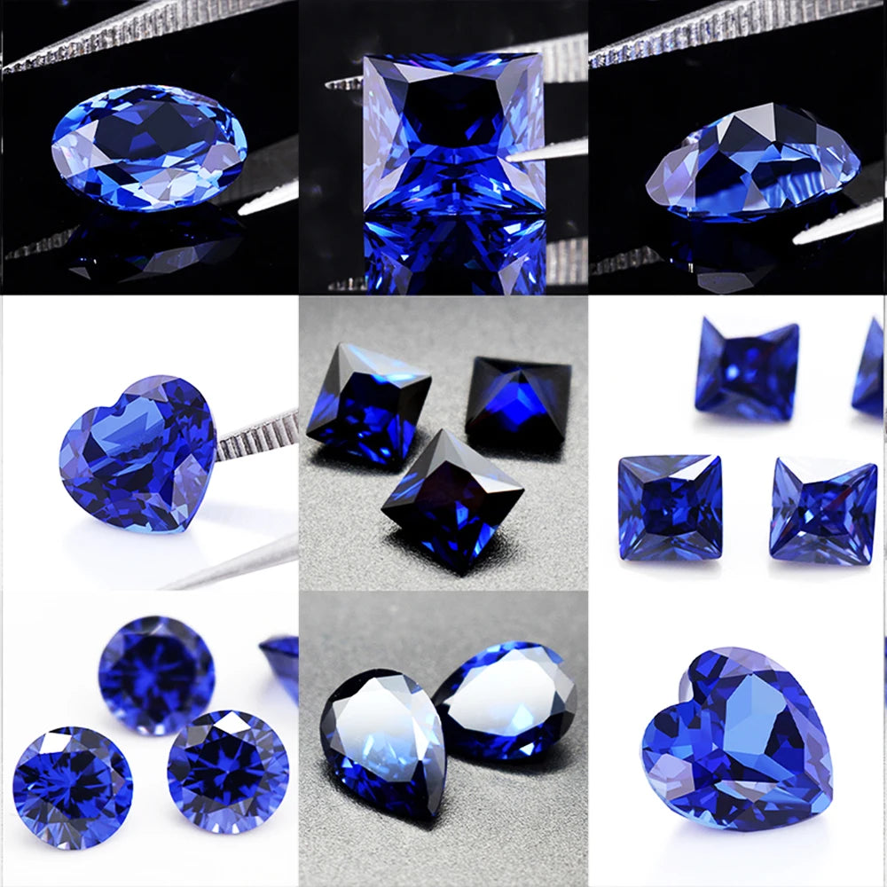 loose Cut Sapphire Corundum Gemstone Spinel Royal Blue Cornflower Loose Stone Rings DIY Making Jewelry Blue Gem Gifts