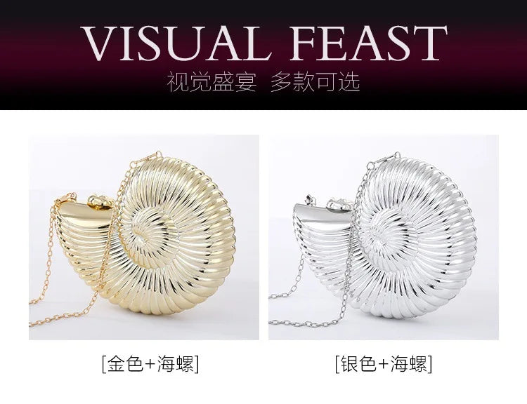JIOMAY Personalized Fashion Conch Acrylic Bag Luxury Designer Handbags High Quality 2024 Exquisite Gold Purse Portable Shell Bag